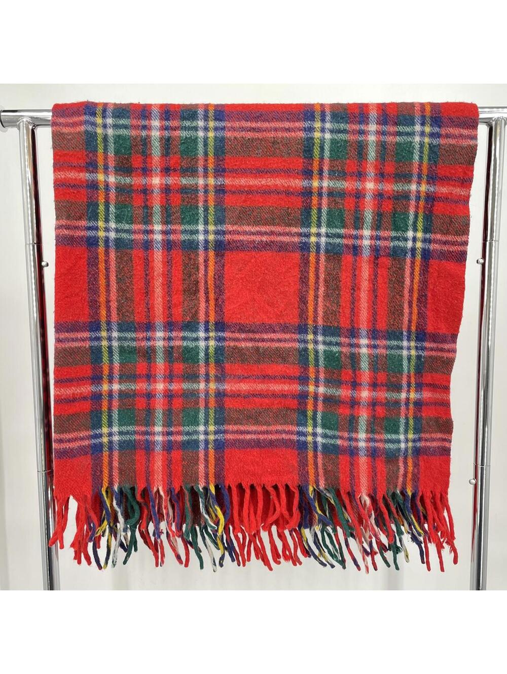 Wool Plaid Throw Blanket 50x52